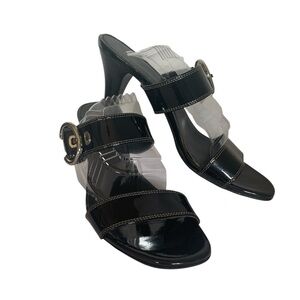 ANNE KLEIN Sandals Moto Mules Slip-on Patent Leather Soft Soles Low Heel 2.5” 8